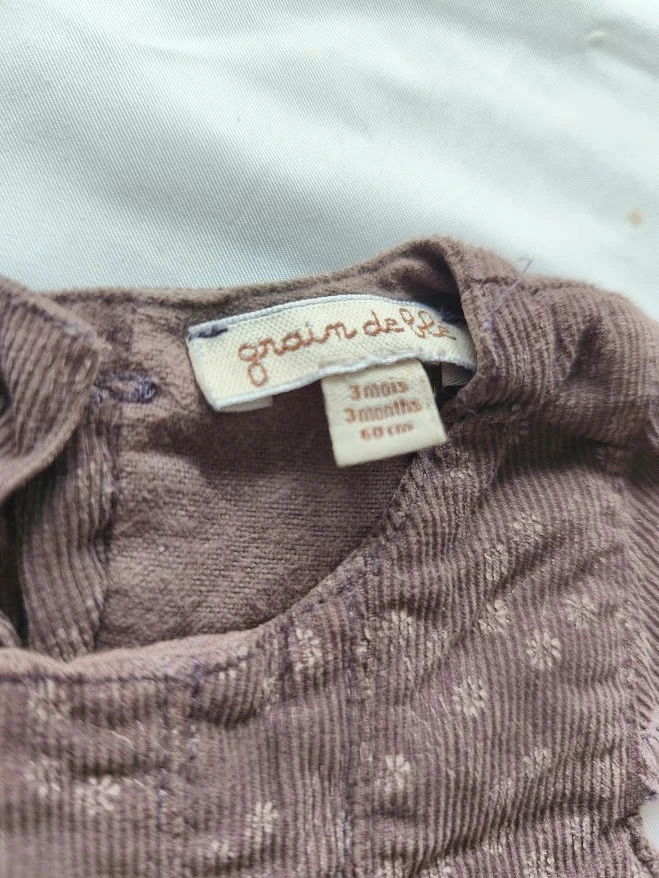 Grain de Blé 3-month taupe dress with floral print and ruffles – photo 2